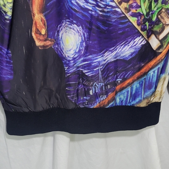 Men's Kleino Van Gogh Starry Night Skater Artsy Bomber Jacket - Size Medium - Picture 11 of 15